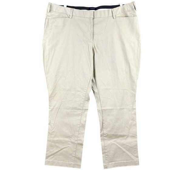 Lands' End Pants - Lands' End Womens Beige Casual Twill Pants Sz 24W Stretch Straight Leg High Rise